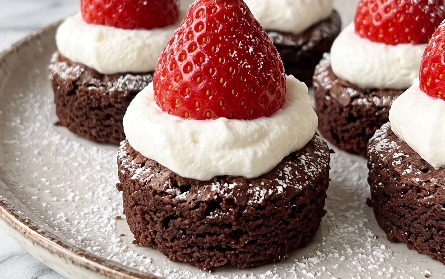 Santa Hat Brownie Bites