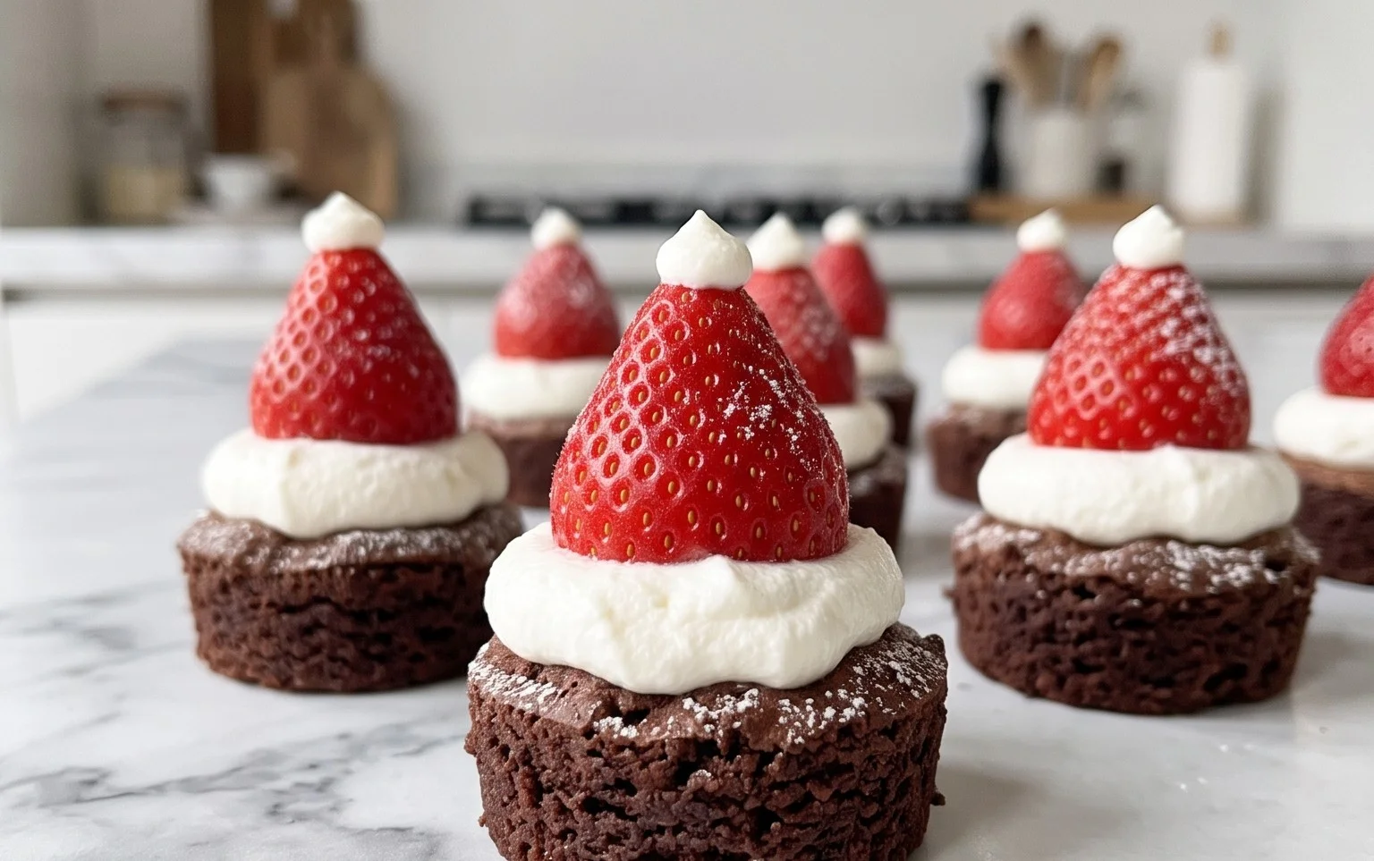 Santa Hat Brownie Bites